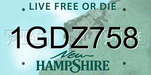 1GDZ758 New Hampshire License Plate