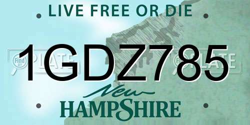 1GDZ785 New Hampshire License Plate