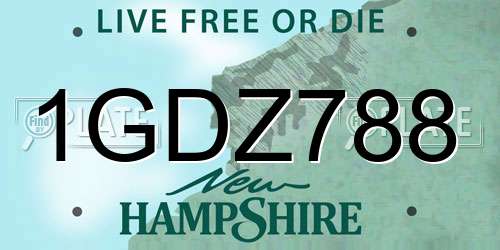 1GDZ788 New Hampshire License Plate