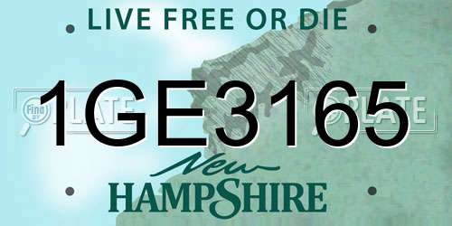 1GE3165 New Hampshire License Plate