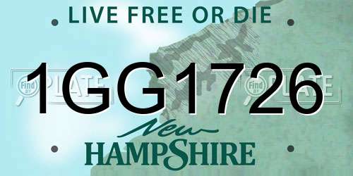 1GG1726 New Hampshire License Plate