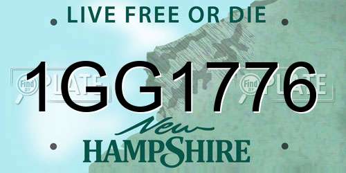 1GG1776 New Hampshire License Plate