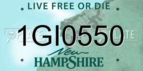 1GI0550 New Hampshire License Plate