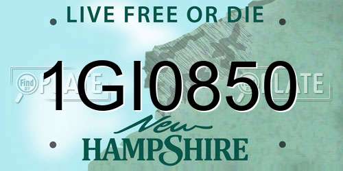1GI0850 New Hampshire License Plate