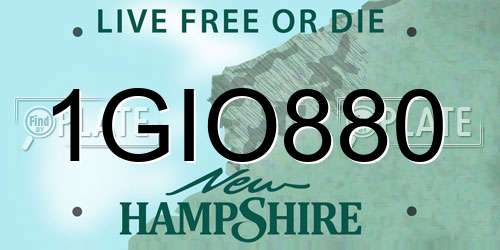 1GIO880 New Hampshire License Plate