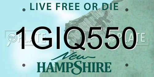 1GIQ550 New Hampshire License Plate