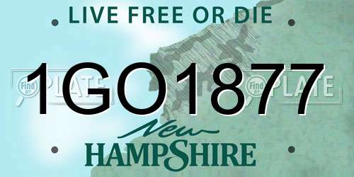 1GO1877 New Hampshire License Plate