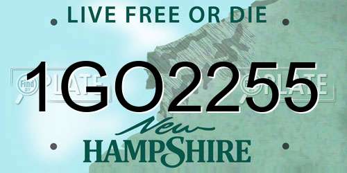 1GO2255 New Hampshire License Plate