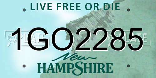 1GO2285 New Hampshire License Plate