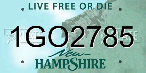 1GO2785 New Hampshire License Plate