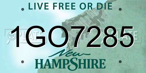 1GO7285 New Hampshire License Plate