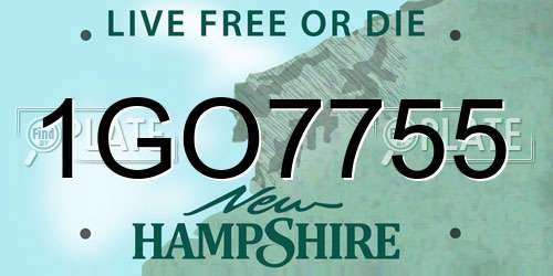 1GO7755 New Hampshire License Plate