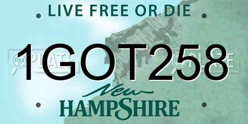 1GOT258 New Hampshire License Plate