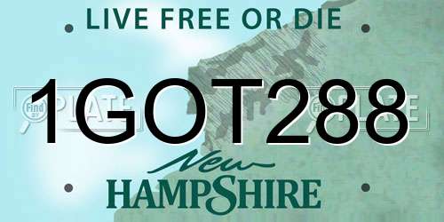 1GOT288 New Hampshire License Plate