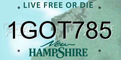 1GOT785 New Hampshire License Plate