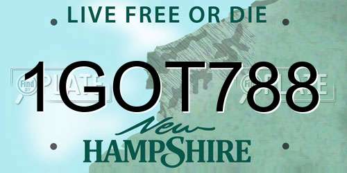 1GOT788 New Hampshire License Plate