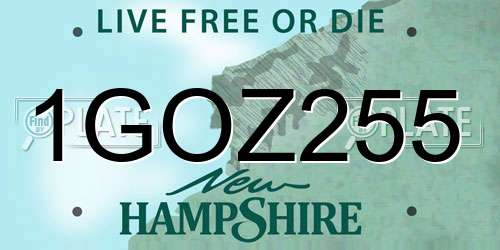 1GOZ255 New Hampshire License Plate