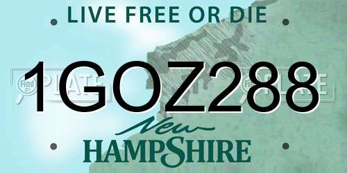 1GOZ288 New Hampshire License Plate