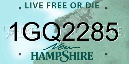 1GQ2285 New Hampshire License Plate