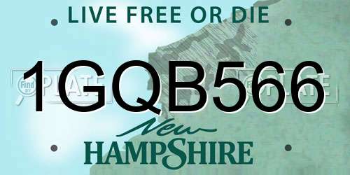 1GQB566 New Hampshire License Plate