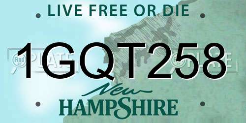 1GQT258 New Hampshire License Plate