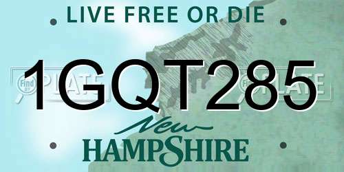 1GQT285 New Hampshire License Plate