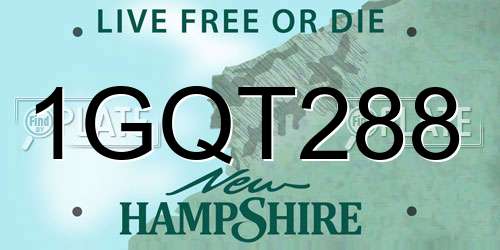 1GQT288 New Hampshire License Plate