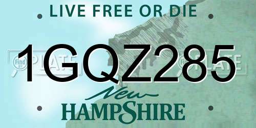 1GQZ285 New Hampshire License Plate