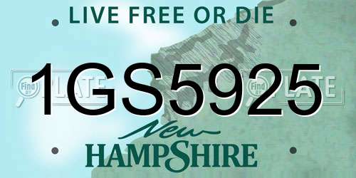 1GS5925 New Hampshire License Plate