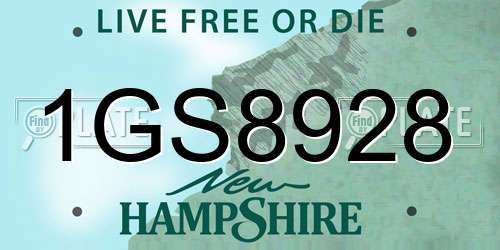 1GS8928 New Hampshire License Plate