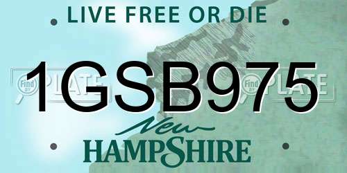 1GSB975 New Hampshire License Plate
