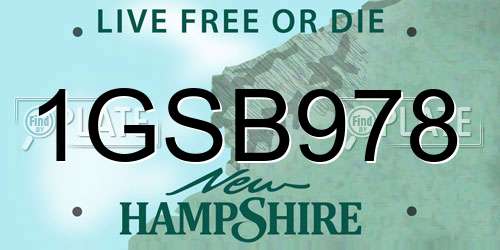 1GSB978 New Hampshire License Plate