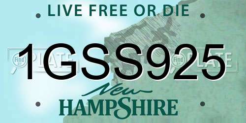 1GSS925 New Hampshire License Plate