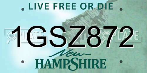 1GSZ872 New Hampshire License Plate