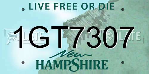 1GT7307 New Hampshire License Plate