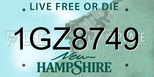 1GZ8749 New Hampshire License Plate