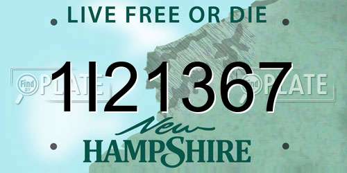 1I21367 New Hampshire License Plate