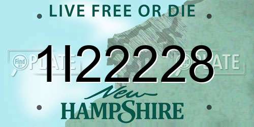 1I22228 New Hampshire License Plate