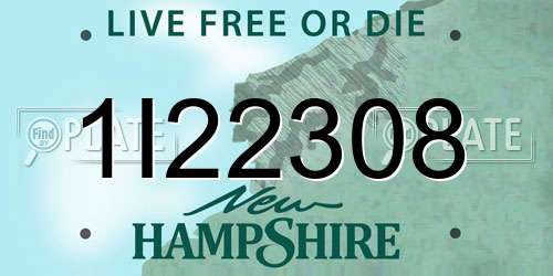 1I22308 New Hampshire License Plate
