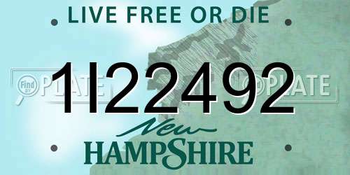 1I22492 New Hampshire License Plate
