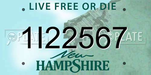 1I22567 New Hampshire License Plate