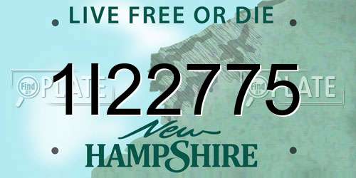 1I22775 New Hampshire License Plate