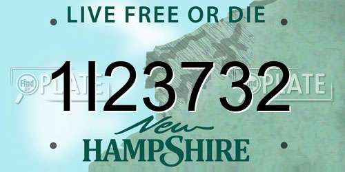 1I23732 New Hampshire License Plate