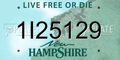 1I25129 New Hampshire License Plate