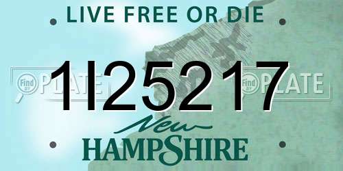 1I25217 New Hampshire License Plate