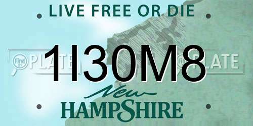 1I30M8 New Hampshire License Plate