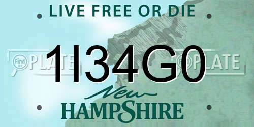 1I34G0 New Hampshire License Plate