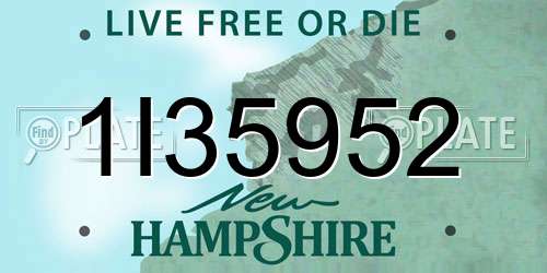 1I35952 New Hampshire License Plate