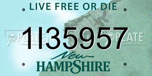 1I35957 New Hampshire License Plate