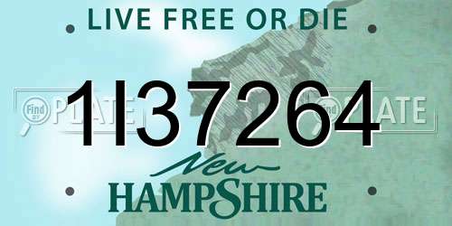 1I37264 New Hampshire License Plate